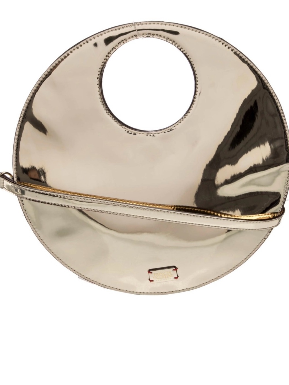 Frances Valentine Metallic Gold Circular Handbag